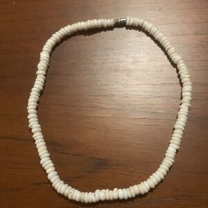 White Beaded Shell Necklace - Minimal Women's Necklace